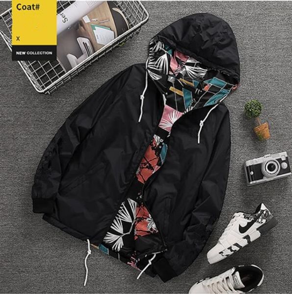 

2019 new wa2508 brand spring casual solid fashion slim men autumn bomber jacket male double sided hoodies windbreaker jackets coat men, Black;brown