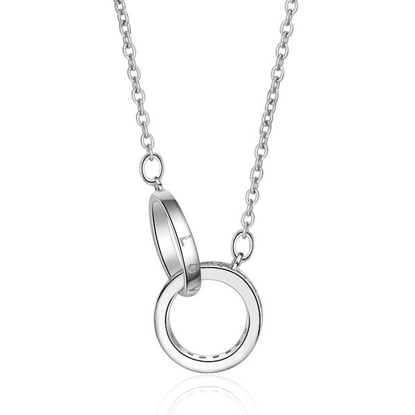 

100% 925 sterling silver trendy round circle shine crystal lady pendant necklaces jewelry women short chain no fade