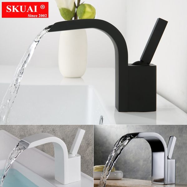 

3 colors bathroom faucet mixer basin taps sink waterfall wash basin tap brass chrome vessel and cold water ta