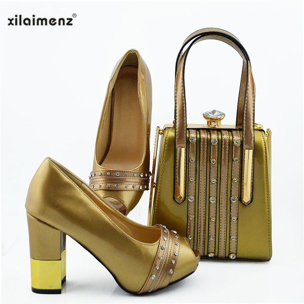 

elegant shoe and bag set women african party shoes and bag nigerian shoes with matching bags in gold with shinning crystal, Black