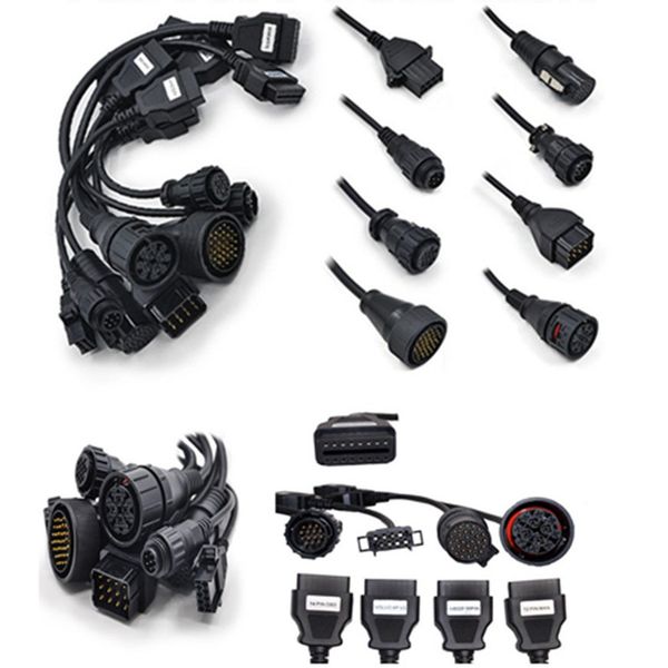 

full 8 truck cables set obd2 diagnostic connector obd obdii converter cable work for diagnostic tool