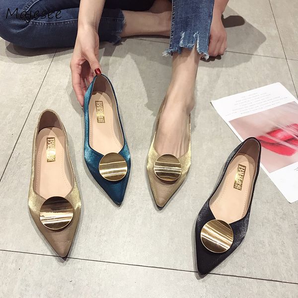 

flats women simple all-match korean style pointed toe leisure womens pointed toe outdoor female 2019 chic shoes new, Black
