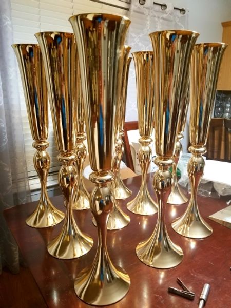 75 cm/100 cm hoch) Neue stil gold mental Straße Führen hochzeit Vase Hochzeit Tischdekoration Event Party Blume Rack-Home Dekoration senyu0303