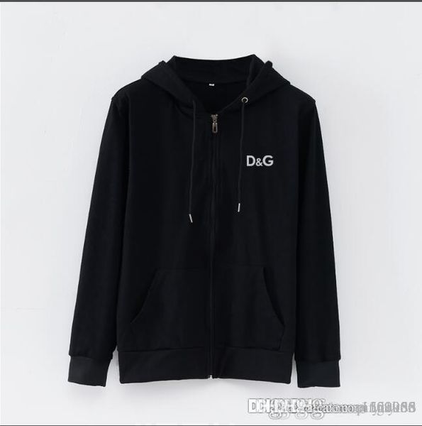 

men's spring and autumn cardigan jacket sports casual men's hooded top, Black