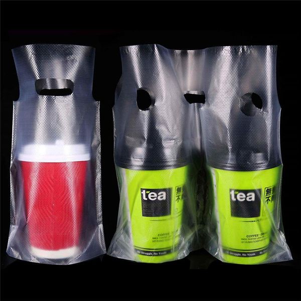Şeffaf Plastik İçecek Taşıyıcı Out Çanta İki Design One / İki Kupa Paketi Çanta LZ1079 için Kol Çanta Ambalaj Cola Kupası'nı İçme atın