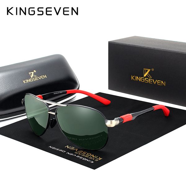 

kingseven brand men 100% polarized aluminum alloy frame sunglasses fashion men's driving pilot sunglasses accessories n7216 t200619, White;black