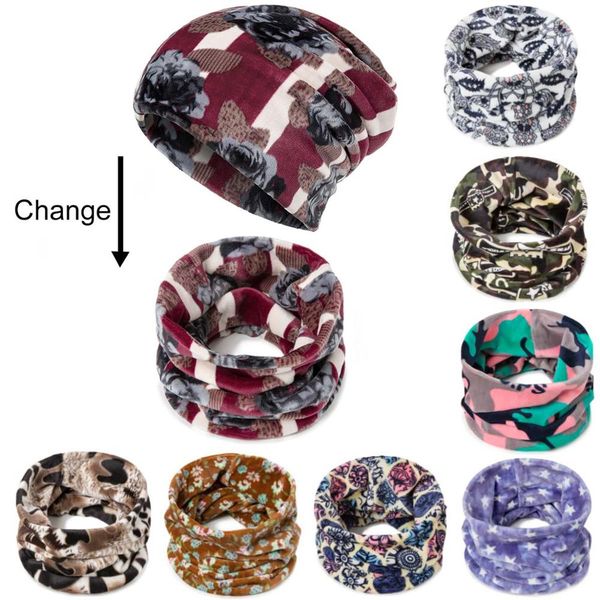

2019 men's winter hat men's warm knit hat scarf fashion collar set balaclava mask 28 colors gorras