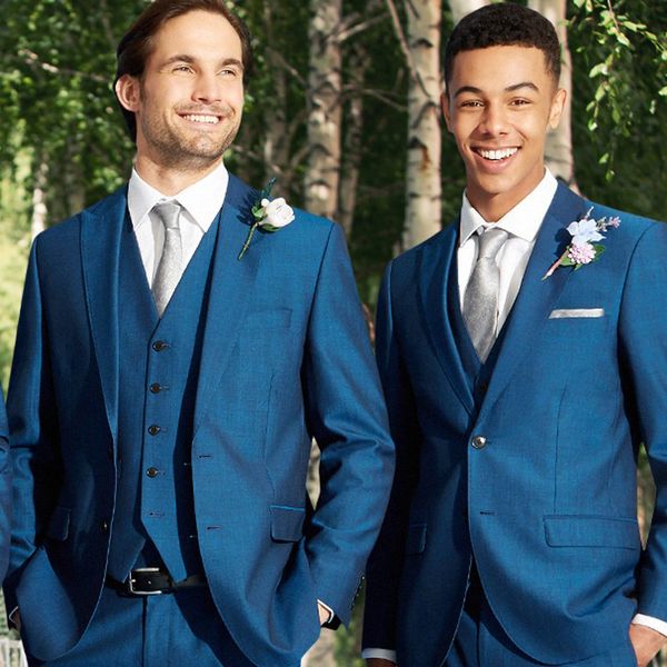 

custom made groomsmen wedding tuxedos 3 pieces slim fit mens pants suits designer prom party jackets blazer, Black;gray