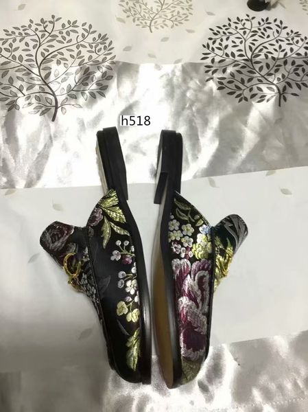 

original box princetown designer classic slippery metal buckle beach slippers soft lazy slippers lovers slippers size 40, Black