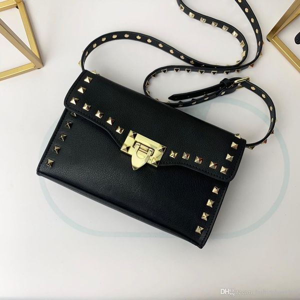 

2019 new arrival fashion women shoulder bag soft leather size purse rivet bag shoulder bag female vintage with rivet