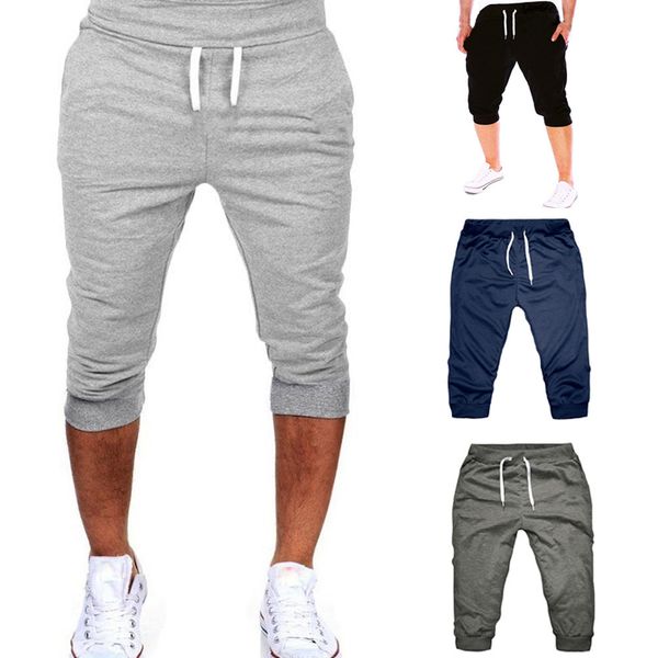 

2019 new summer men gym workout jogging shorts pants fit elastic casual sportswear 3.22, Blue