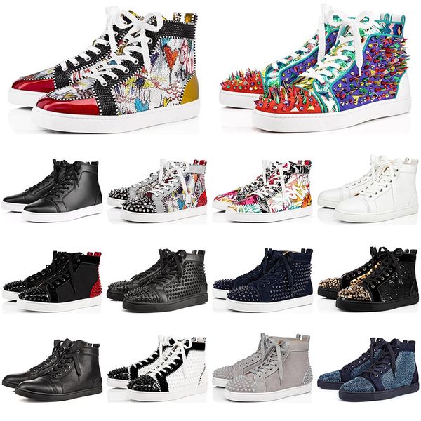 

fashion designer shoes studded spikes flats shoes red bottoms shoes men women party lovers genuine leather casual sneaker mens trainer
