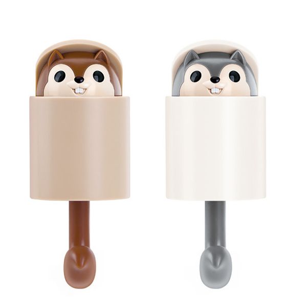 

cute abs little squirrel design single home coat hook self-adhesive clothes hanger key umbrella towel cap coat wall bracket