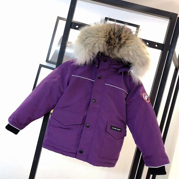 

kids designer down coat luxury solid color boys winter warm jackets fashion outdoor map badge embroidery girls thick ski suit 5 colors, Blue;gray