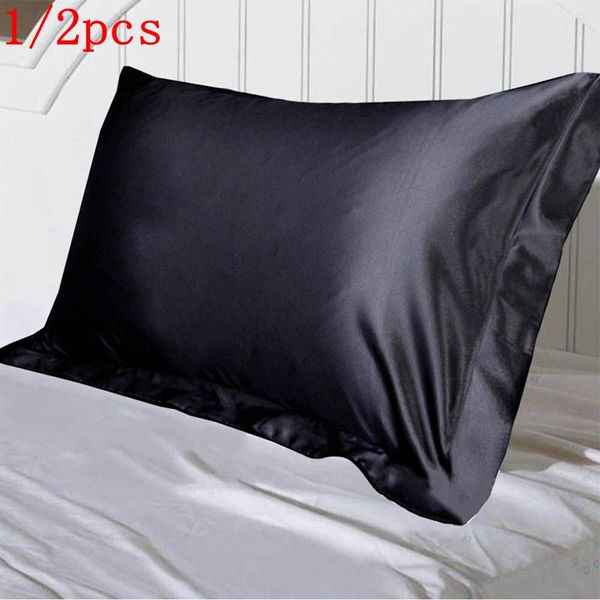 

1/2pcs emulation silk satin pillowcase single solid color pillow covers pillow case for bed throw comfortable 48x74cm