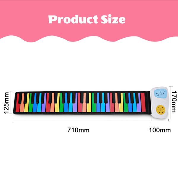 

49 key roll up piano speaker hand roll up piano midi portable folding electronic soft keyboard for beginner kids