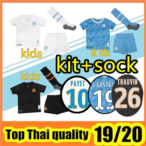 

marseille kids jersey 2019/20 om marseille maillot de foot payet l.gustavo thauvin balotelli child soccer jerseys 19 20 marseille shirt, Black
