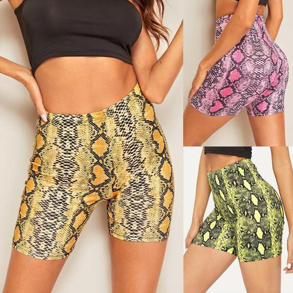 

fashion trend women snakeskin sports yoga shorts push up snakeskin gym workout fitness ladies high waist shorts, White;red