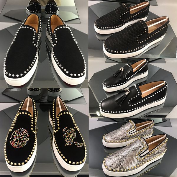 

высокое качество мода платформа мужчины женская обувь кроссовки low cut suede golden spike квартиры кисточкой red bottom shoes квартиры площ, Black
