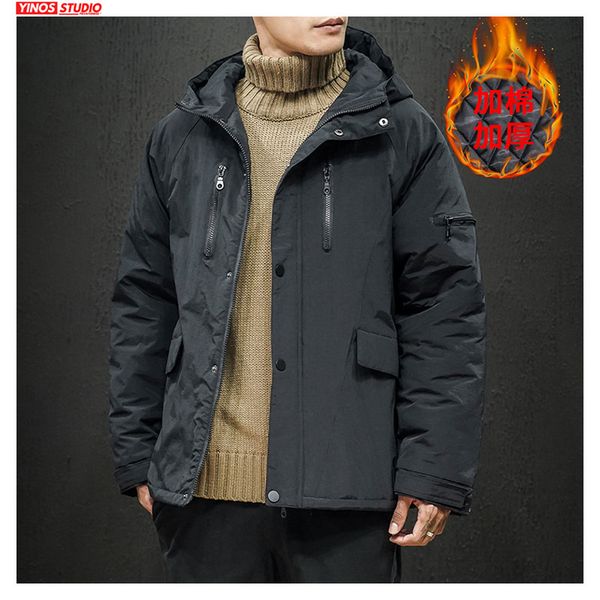 

dropshipping men casual wear solid hooded jackets streetwear thick warming jacket 2019 winter mens warming sports coats, Black;brown