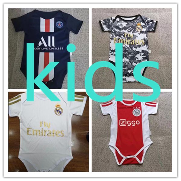 

19 20 kids soccer jersey football real madrid bayern ajax paris maillot de foot bÃ©bÃ© enfants fc barcelona kids barcelone 2020, Black