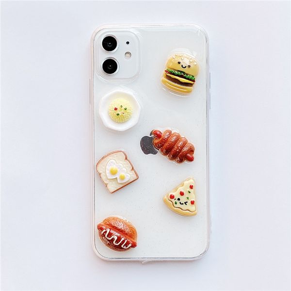 

transparent clear epoxy glue calorie food og toast cell phone case cover for iphone 11 pro max xs max xr xs x 6 6s 7 8 plus