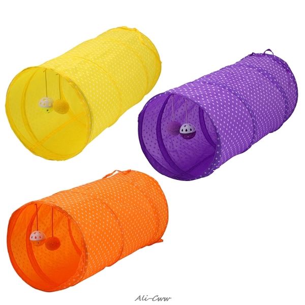 

2018 collapsible pet playing tunnel tube 2 hanging balls cats dogs entertainment tent a813 small animal supplies