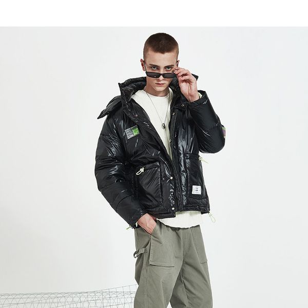 

mens designer down coat luxury badge sticker thick clothes brand casual warm hooded jackets winter outdoor streetwear womens for couple, Black