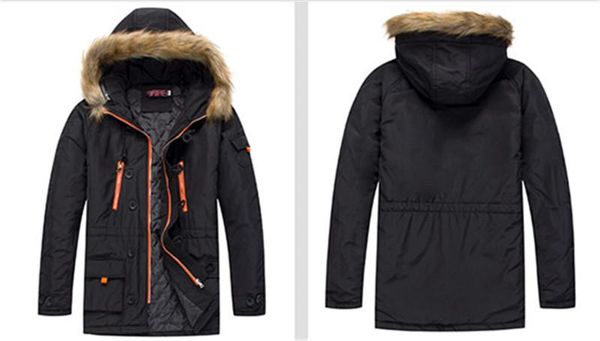 

мужские толстые зимние пальто с длинным рукавом меховой воротник с капюшоном mens средний длинные пиджаки повседневные пары doudoune с zippe, Black