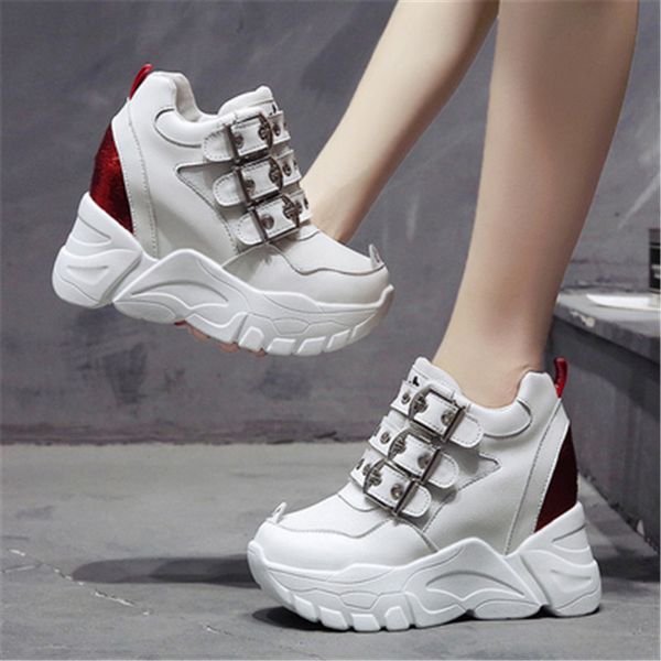 

fashion women platform shoes height increasing breathable wedges high heels female buckle strap casual shoes chaussure femme, Black