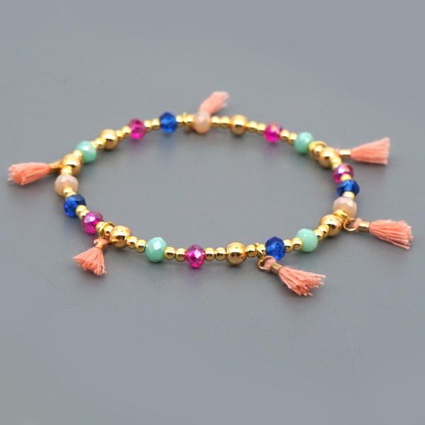 

go2boho women bracelets rainbow bracelet charming crystal jewelry colorful beads tassel mujer moda handmade ethnic femme gift, Black