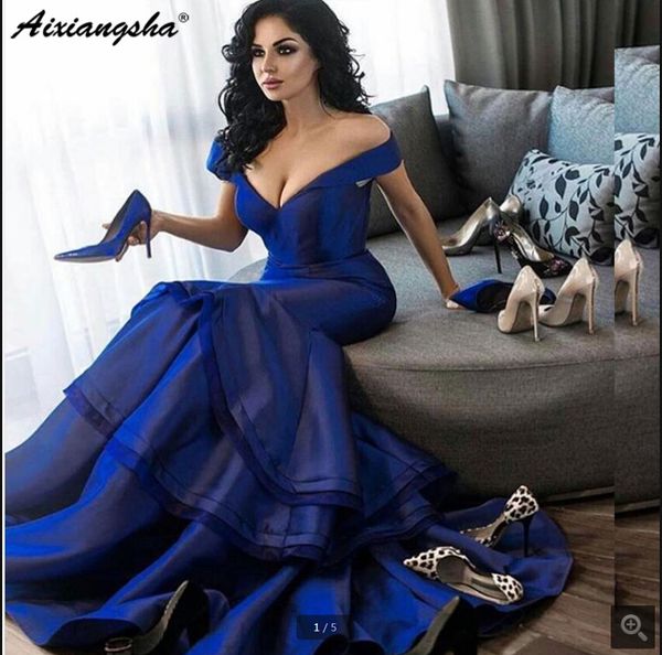 

royal blue 2019 long mermaid evening prom dresses deep v-neck layered plus size lace up formal dresses ruffles prom gowns sale, Black