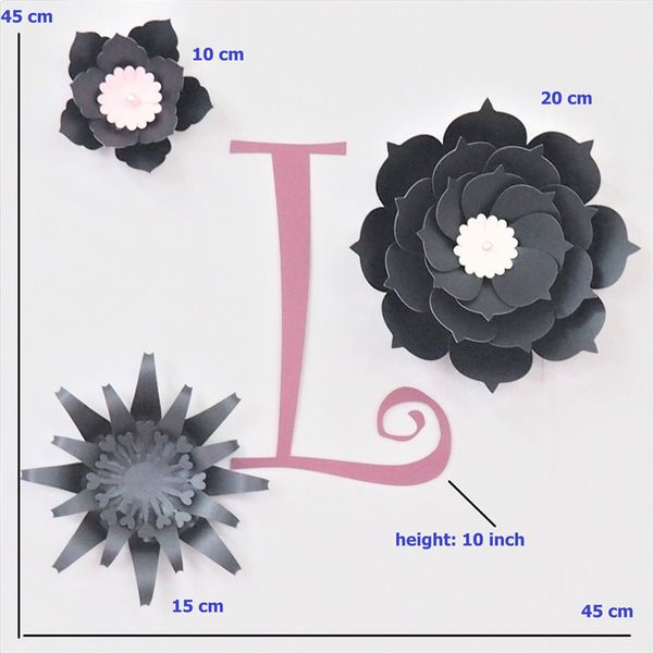 

cardstock black fleur diy paper flowers rose letter kit for nursery wall deco baby shower girls room birthday backdrop