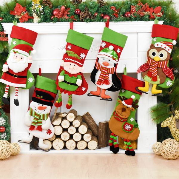

christmas stocking socks santa claus snowman sacks christmas tree hanging decoration xmas bags gift holder candy bags natal