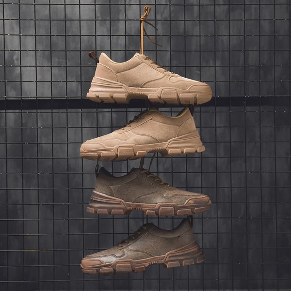 

2019 men casual leather lace-up shoes men's martins leather genuine work safety shoes winter waterproof pu ankle botas designer, Black