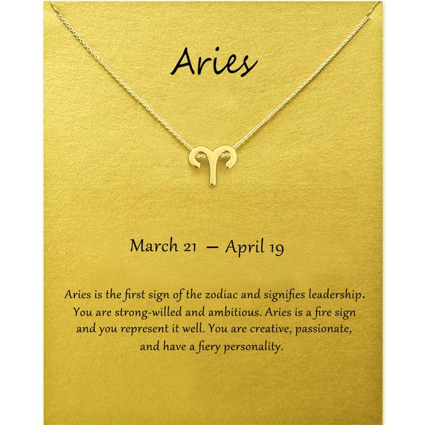 

fashion jewelry 12 constellation aries pendant necklaces for women zodiac chains necklace gold silver color birthday gift