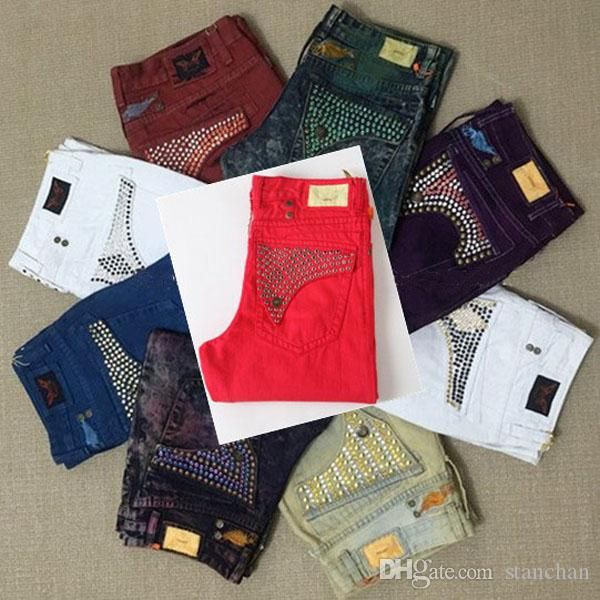 

new arrivals mens robin jeans with crystal studs pockets rock revival denim jean biker pants trousers desiger men's size 32-42, Blue