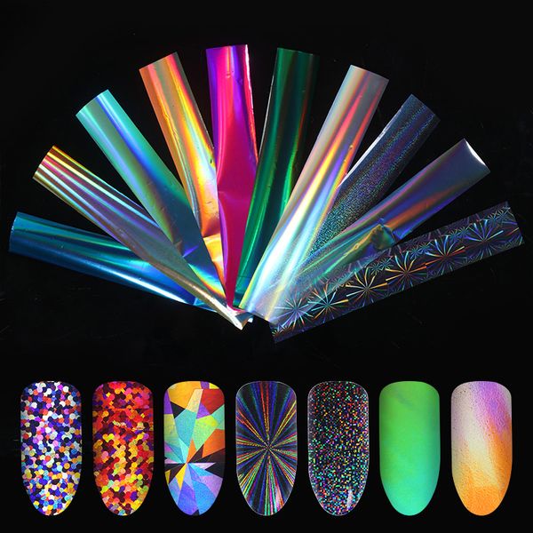 

nail foils holographic laser colorful decals rose panda butterfly mixed patterns transfer sticker nail art diy design decoration, Black