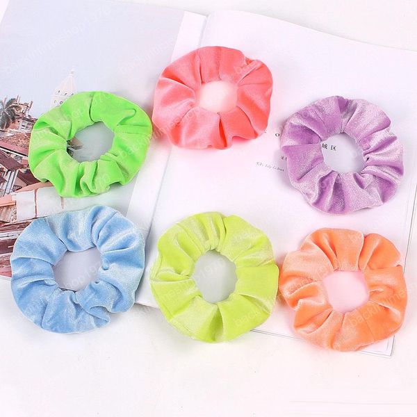 Scrunchie Stretch Stirnband Scrunchies Frauen elastische Haarbänder Krawatten Mädchen Neon Samt Pferdeschwanz Halter Haarband Zubehör