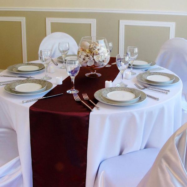 

satin table runner 30cm x 275cm for wedding party event banquet home table decoration supply cover tablecloth accessories