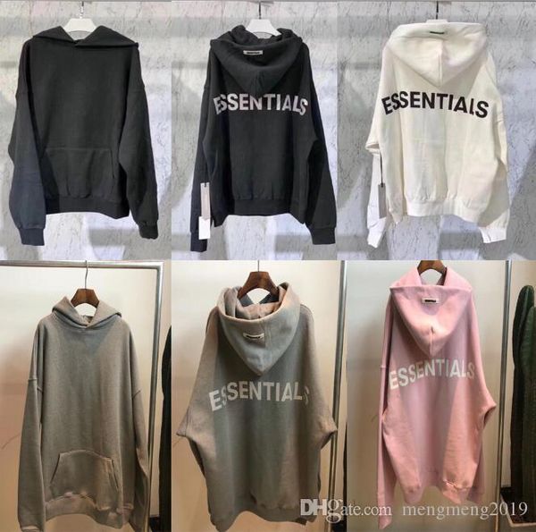 

fear of god essentials full series correct editio hoodie justin bieber hip hop streetwear oversized hoodie fleece hooded sweatshirt coat fog, Black