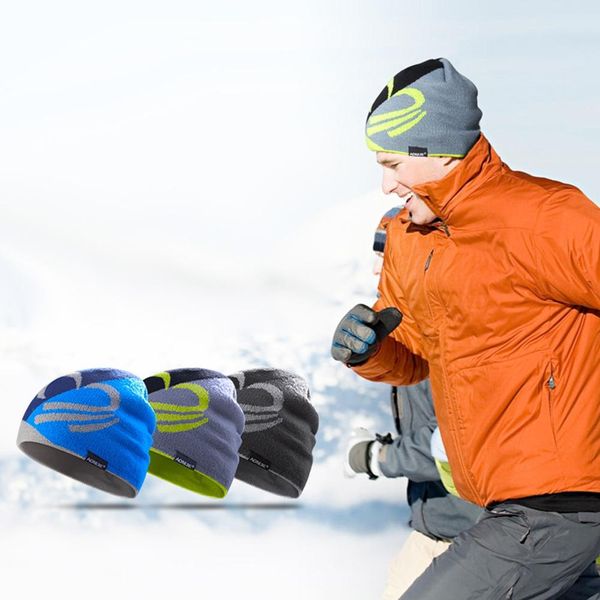 

winter knitted hats 58-62cm beanie men warm bonnet outdoor ski sports cap, Black;white
