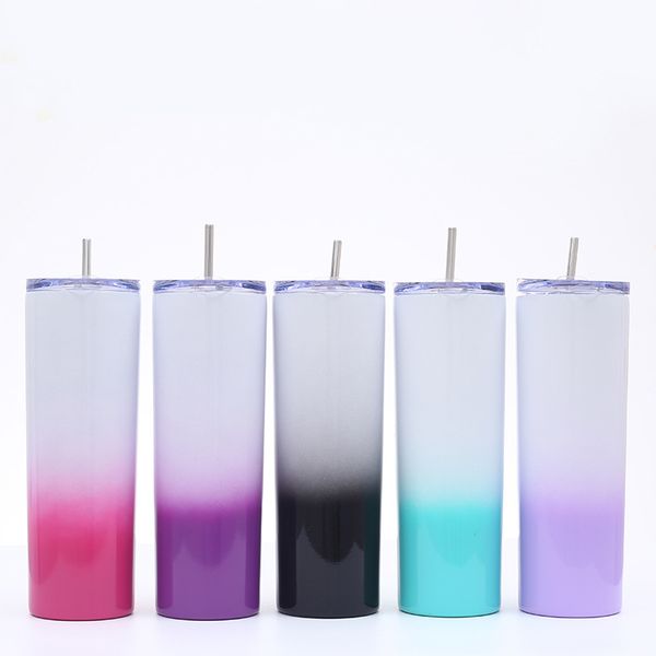 

new gradient color 20oz skinny tumbler double walled two colors stainless steel vacuum insulated diy customized logo