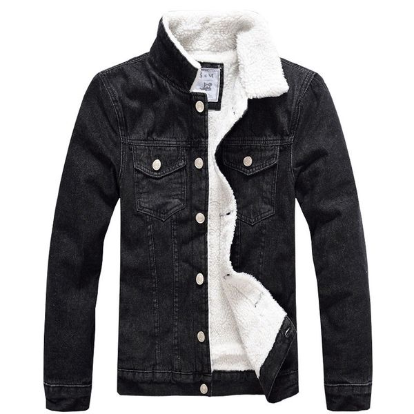 

fashion men denim jacket autumn winter plus velvet lining cowboy casual coat mens slim jacket male single-breasted outerwear 5xl, Black;brown