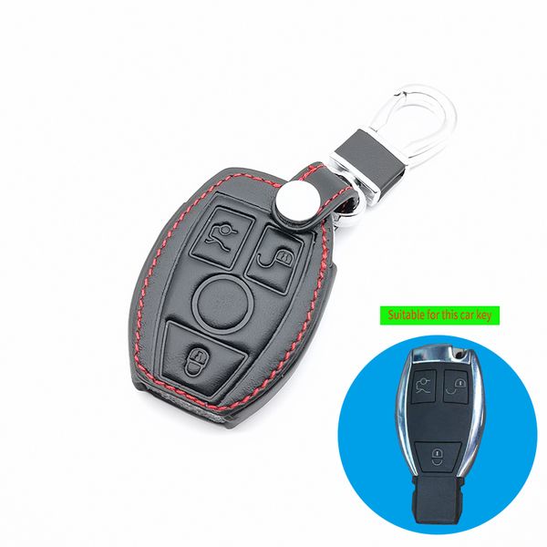

genuine leather key fob case cover for cls cla class slk amg gl r a b c s 3 buttons remote control holder