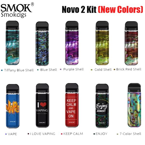 

Smok Novo 2 Kit Новая оболочка Цвета символов Vape Pod Система 800mAh Аккумулятор 2ML Novo 2 Pod Cartridge 25W Выходной светодиодный индикатор Аутентичные