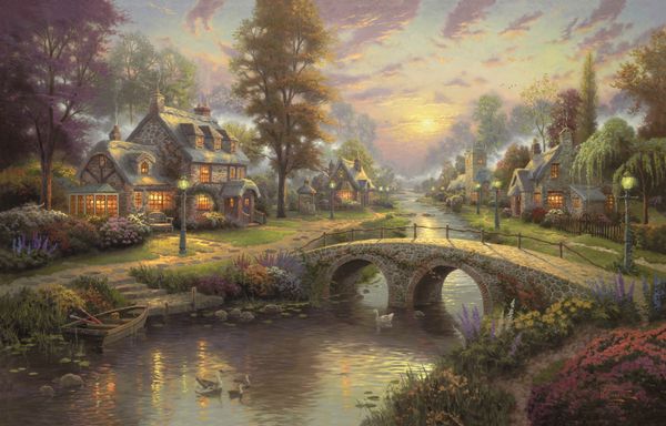 

thomas kincaid sunset glow 1-34 home decor handpainted &hd print oil painting on canvas wall art canvas pictures 191113
