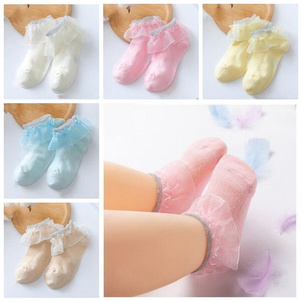 

baby girl lace socks kids spring summer mesh breathable socks girls dance princess sock children cotton candy color sock 5 color zyq295, Pink;yellow