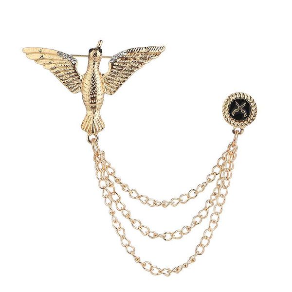 

мода vintage gold eagle броши мужские аксессуары костюм цепь кисточкой брошь broche штыри отворотом свадебное платье воротник пальто знак xy, Black;gray