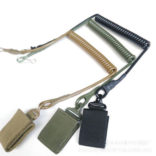 

belts molle coil sling backpack hunt pistol tool elastic belt spring rope lanyard strap bag gun handgun shooting, Black;brown